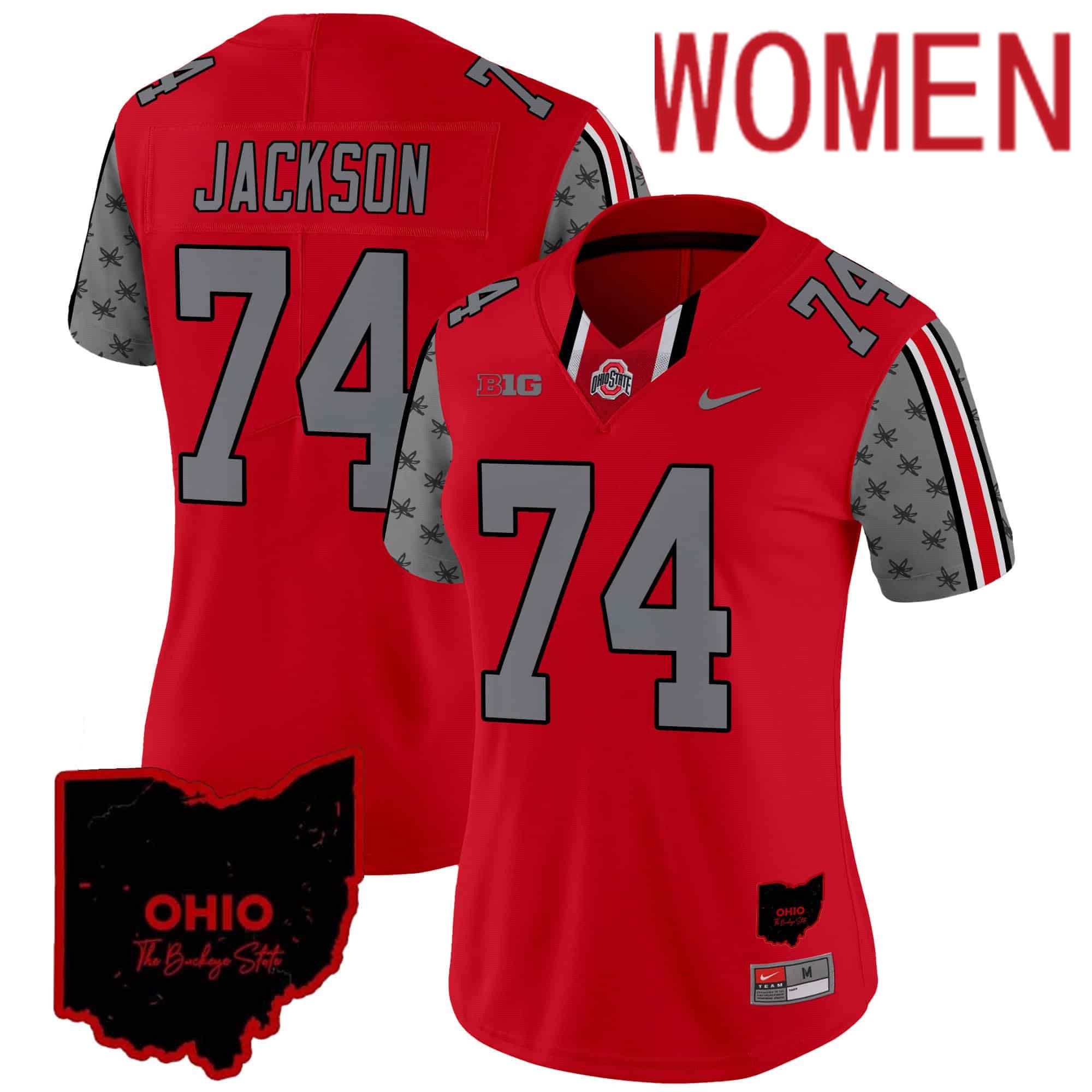 Women Ohio State Buckeyes #74 Jackson Red 2024 Nike Home Patch Vapor Limited NCAA Jersey